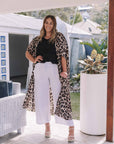 Chiara Silky Kimono in Leopard Print