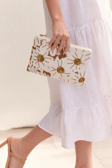 Bold Beaded Floral Clutch