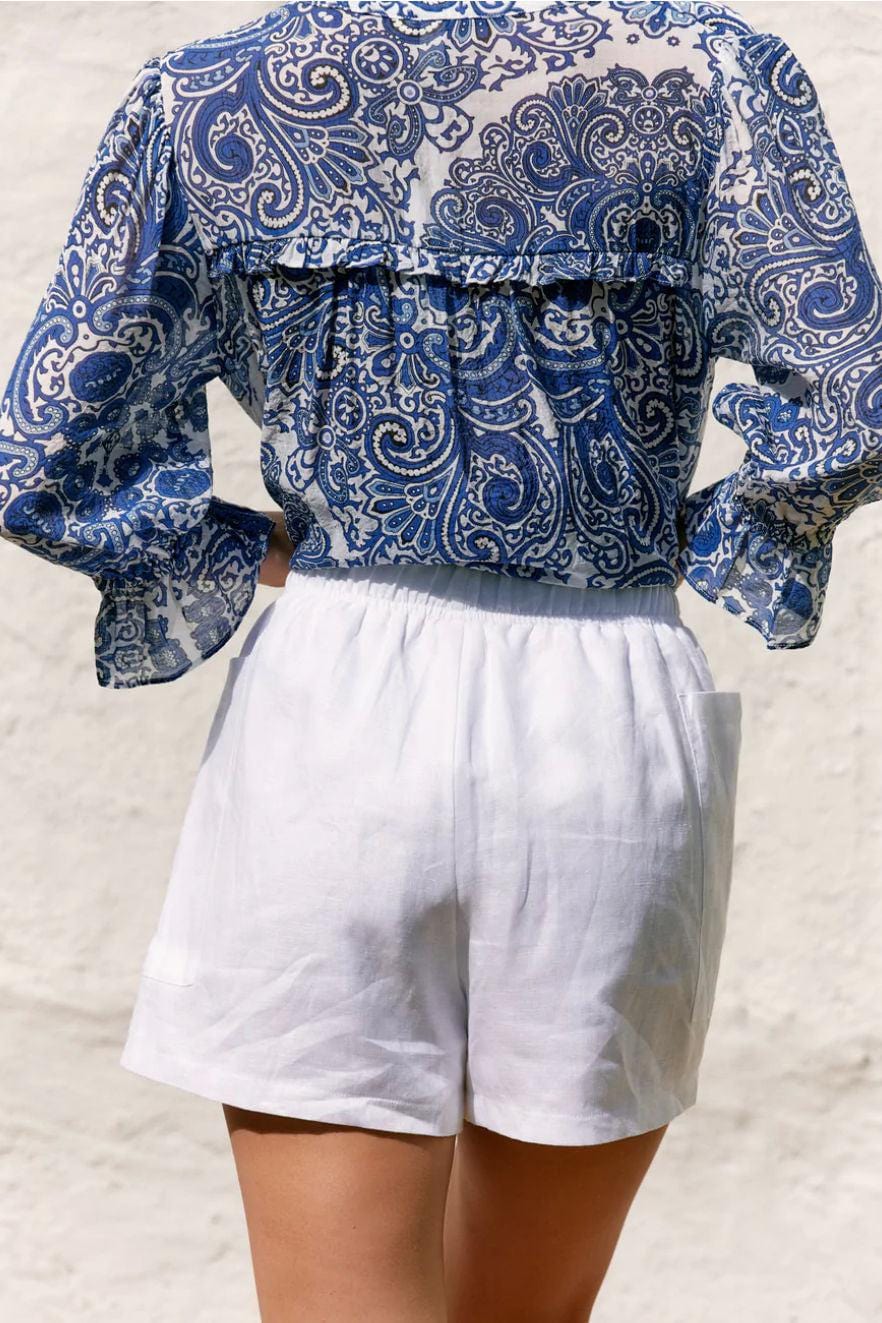 Leila Linen Shorts (White) - 100% Linen