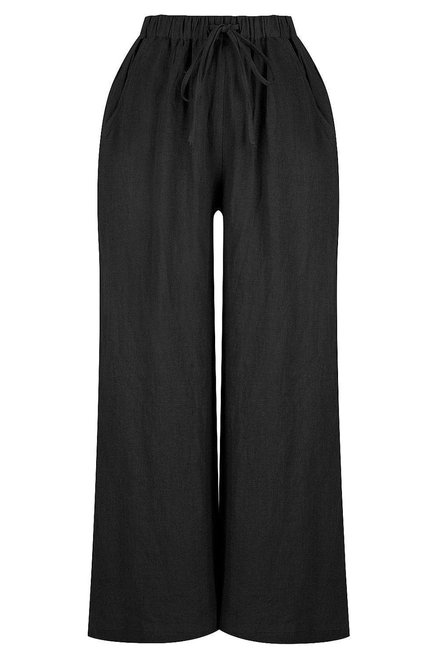 Linen co. Linen Drawstring Pant in Black