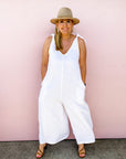 Linen co. Shelly Linen Jumpsuit in Crisp White